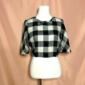 Vintage black and white checkered button up top